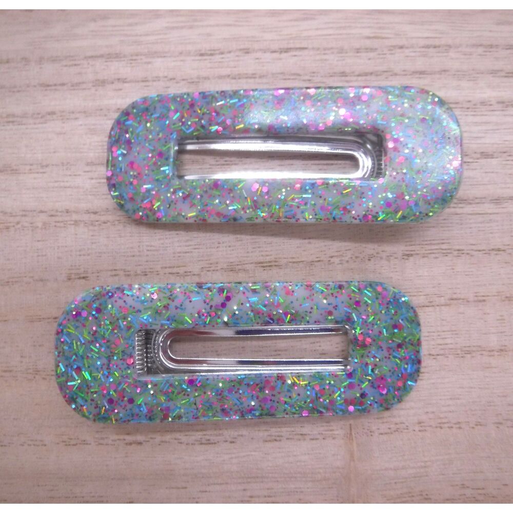 Barrette Set of 2 Multicolor Glitter